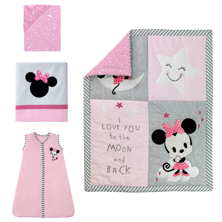 Disney Baby Minnie Mouse Pink 4-Piece Nursery Crib Bedding Set by Lambs & Ivy