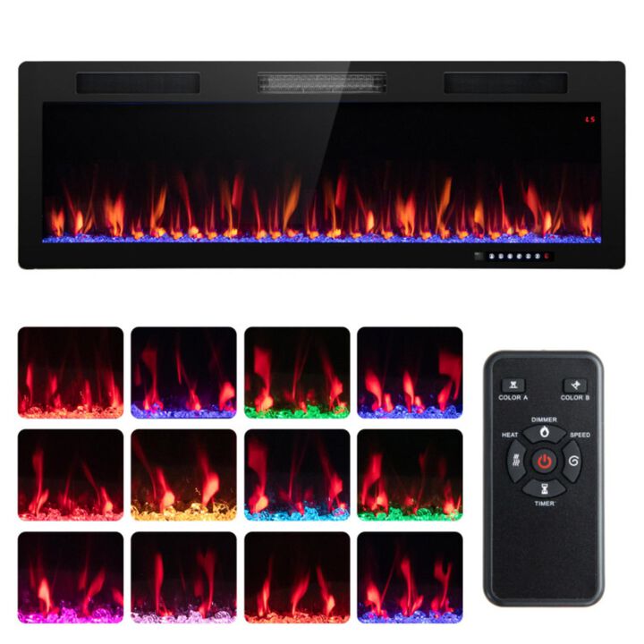 Hivvago Electric Fireplace 50 Inches Recessed and Wall Mounted
