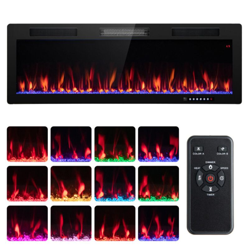 Hivvago Electric Fireplace 50 Inches Recessed and Wall Mounted