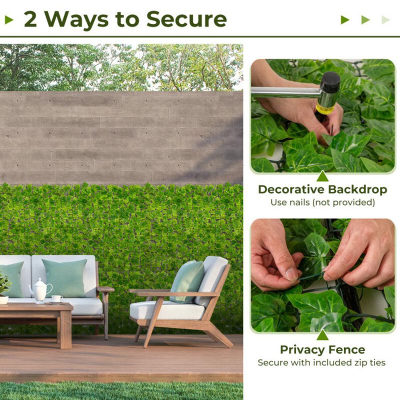 Hivvago 120 x 40 Inch Artificial Ivy Privacy Fence Faux Ivy Vines Covering