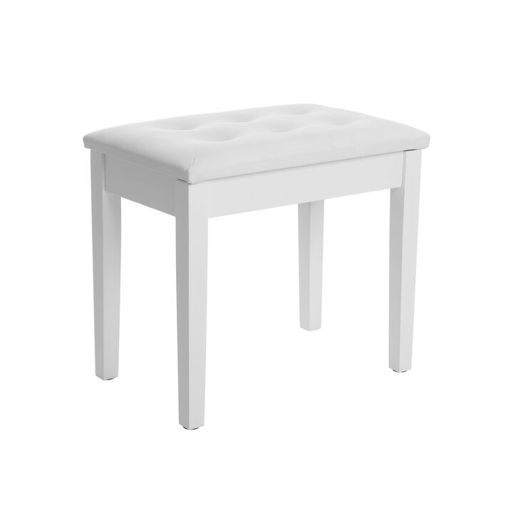 Padded Wooden Piano Bench with Music Storage