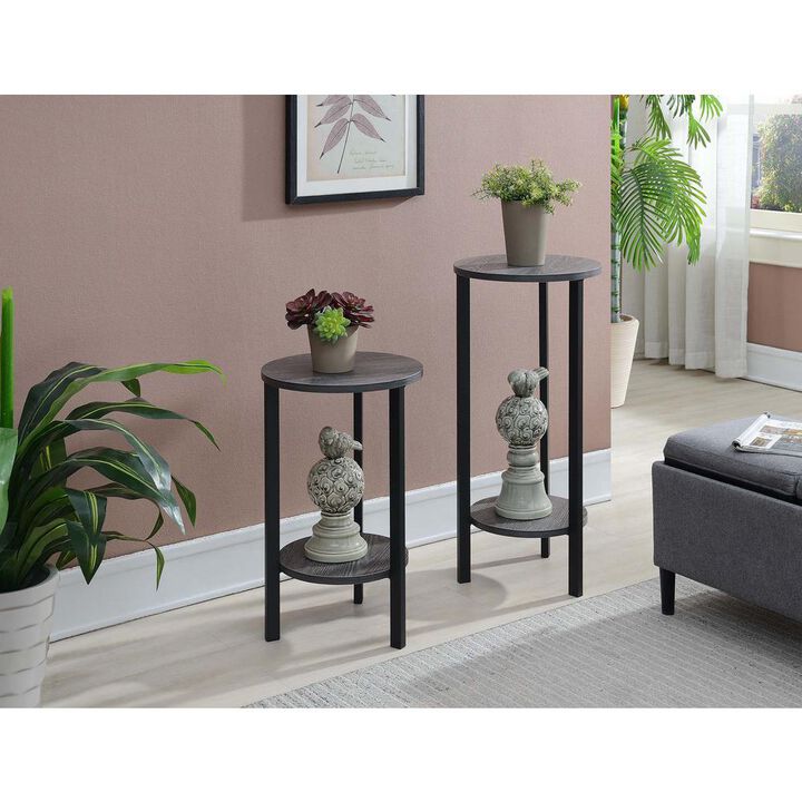 Convenience Concepts Graystone 24 inch 2 Tier Plant Stand, Weathered Gray/Black