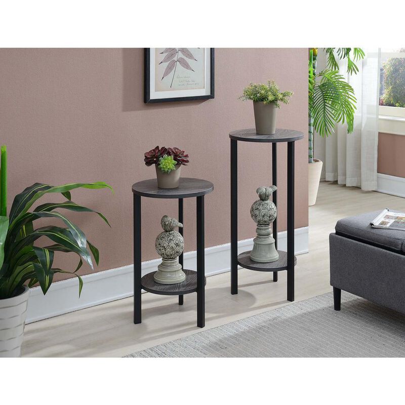 Convenience Concepts Graystone 24 inch 2 Tier Plant Stand, Weathered Gray/Black