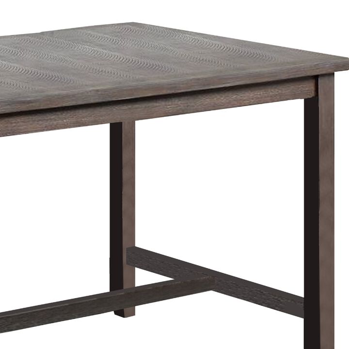 Counter Height Table with 3 Open Compartments, Large, Dark Brown-Benzara