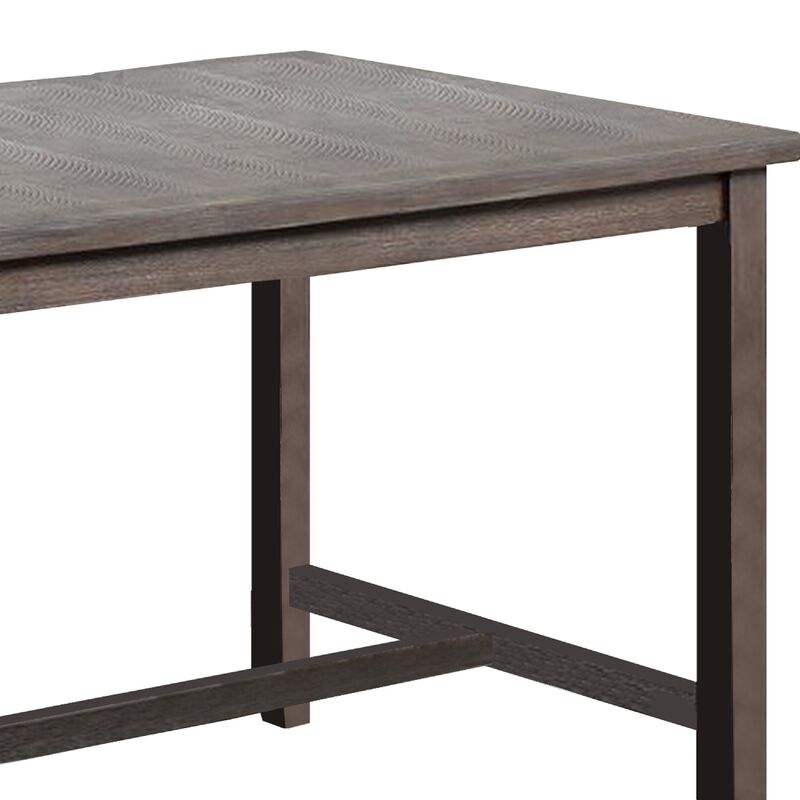 Counter Height Table with 3 Open Compartments, Large, Dark Brown-Benzara