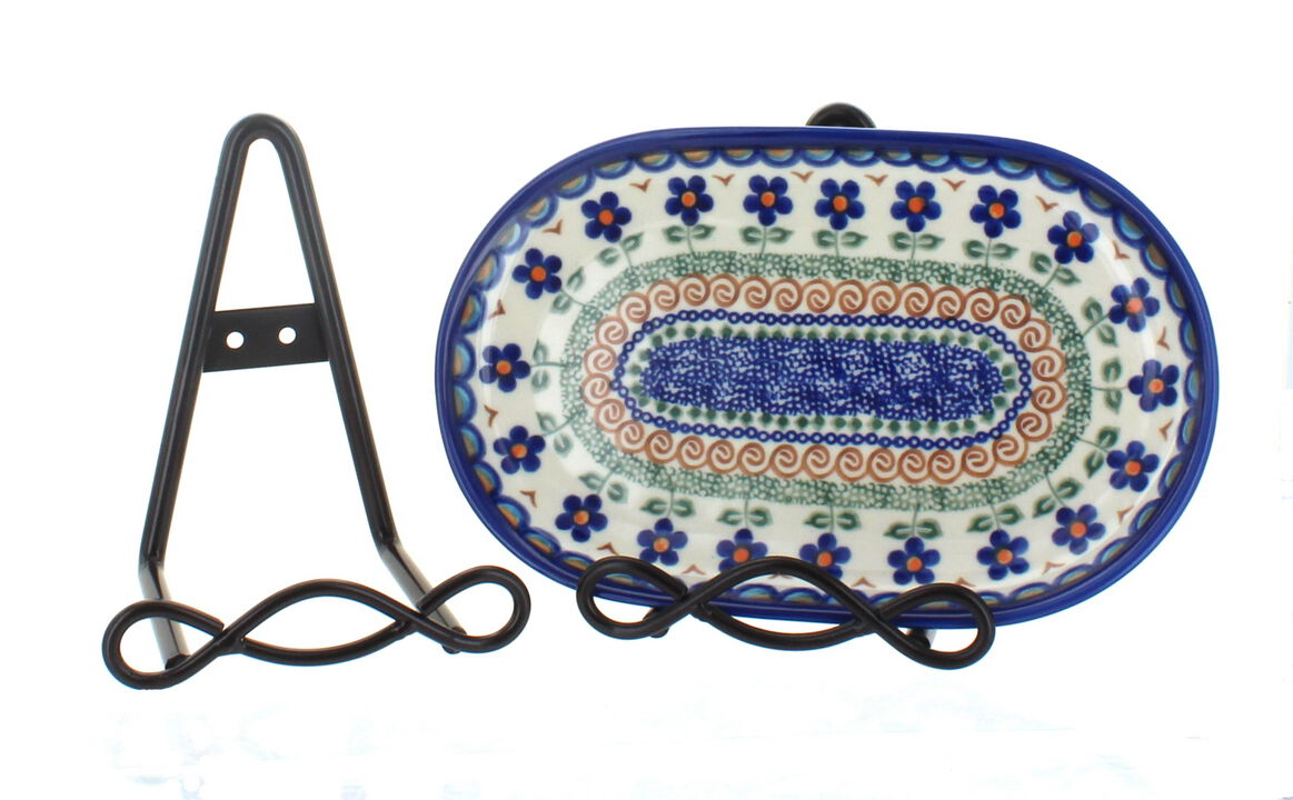 Blue Rose Polish Pottery Small 5.5" Loop Design Plate Rack