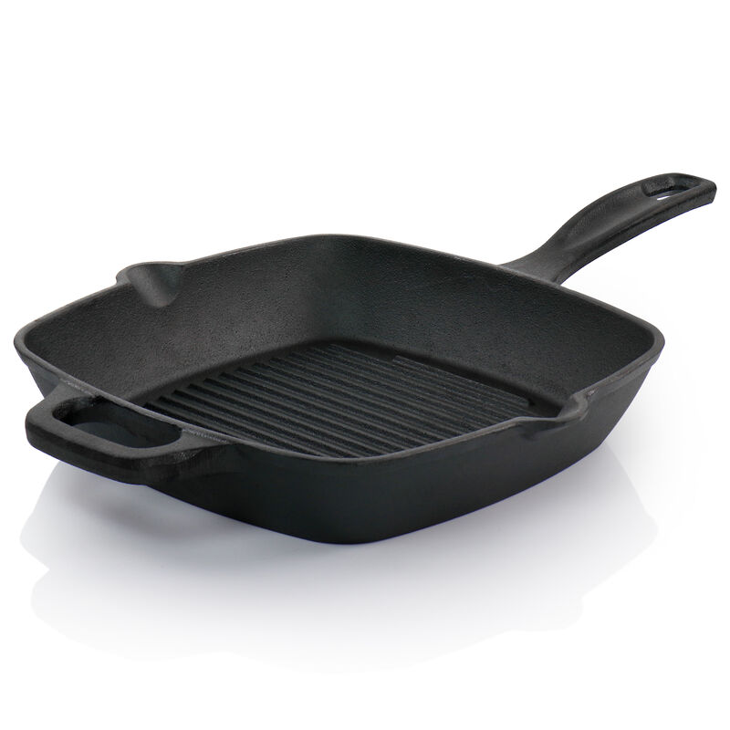 Oster Castaway 10 Inch Square Cast Iron Grill Pan with Pouring Spouts