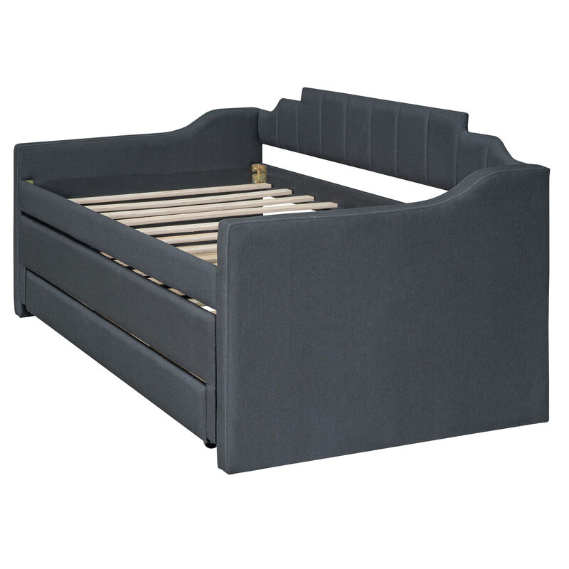 Merax Upholstered Daybed with Trundle and Drawers