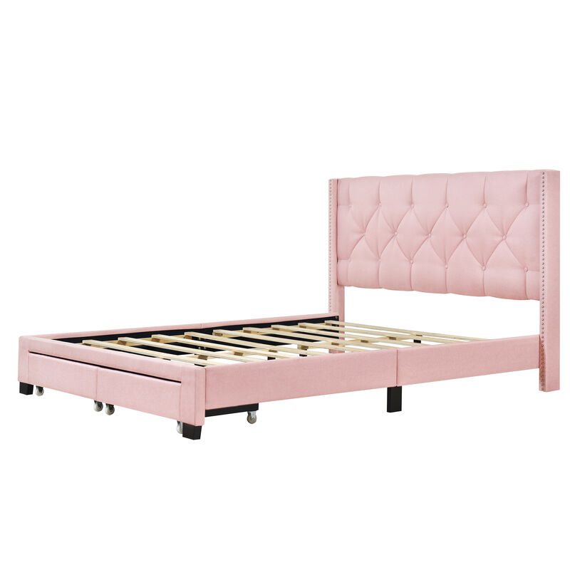 Streamdale Queen Upholstered Platform Storage Bed (Pink)