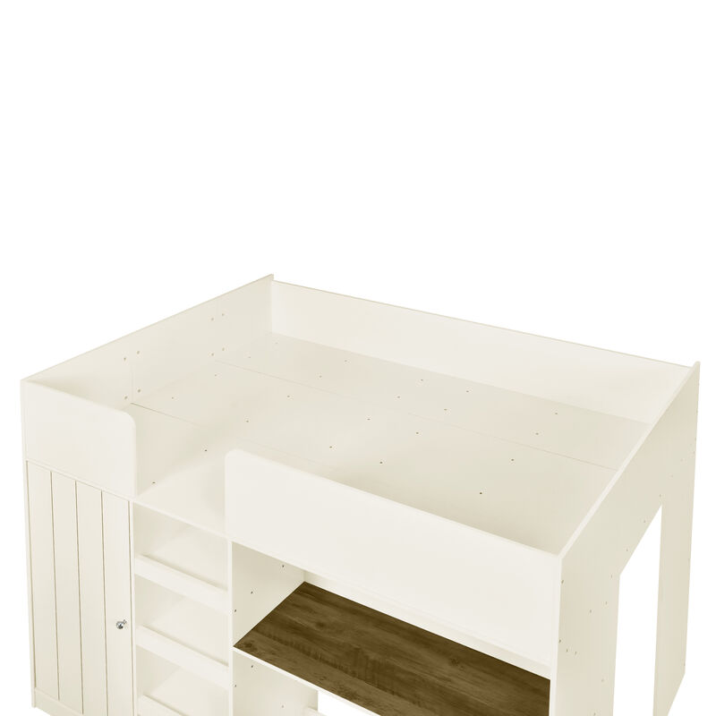 Merax Loft Bed with Wardrobe and Desk