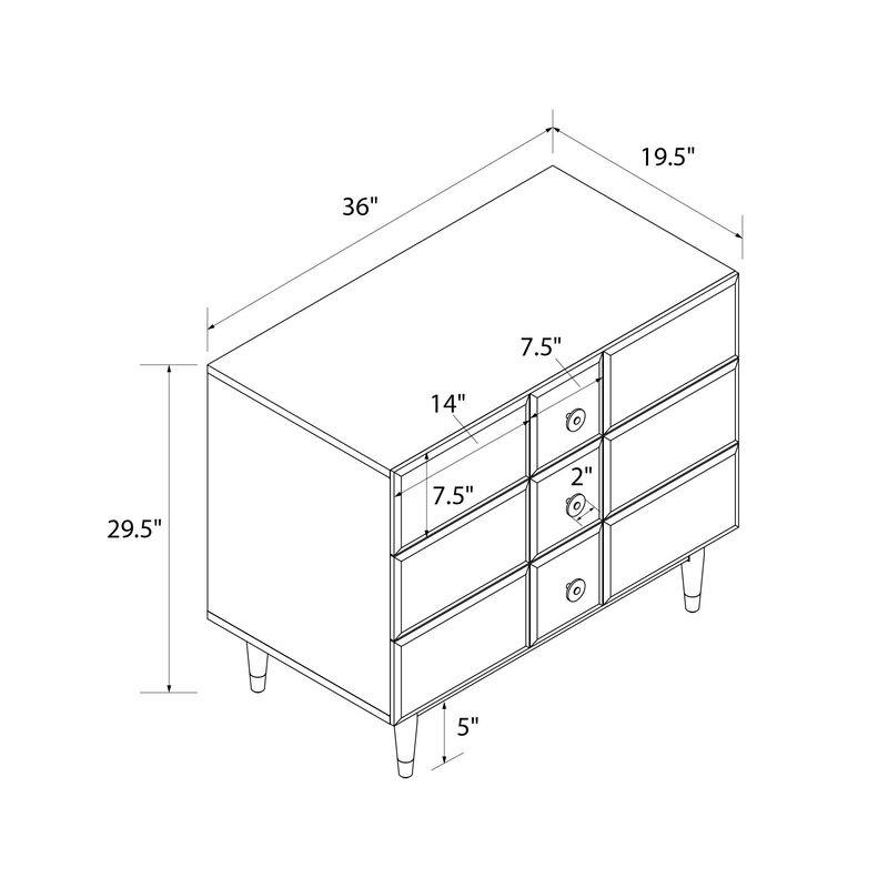 Aviary 3-Drawer Dresser with Gold Hardware, White