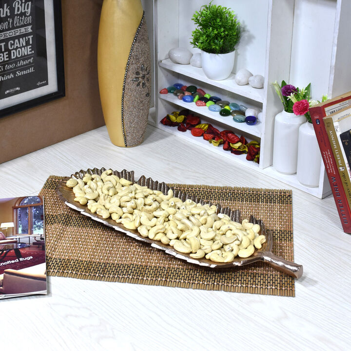 Handmade Decorative Gold Color Coated 17.99 x 6.29 x 1.18 Inches Aluminium Tray 035AB BBH Home's