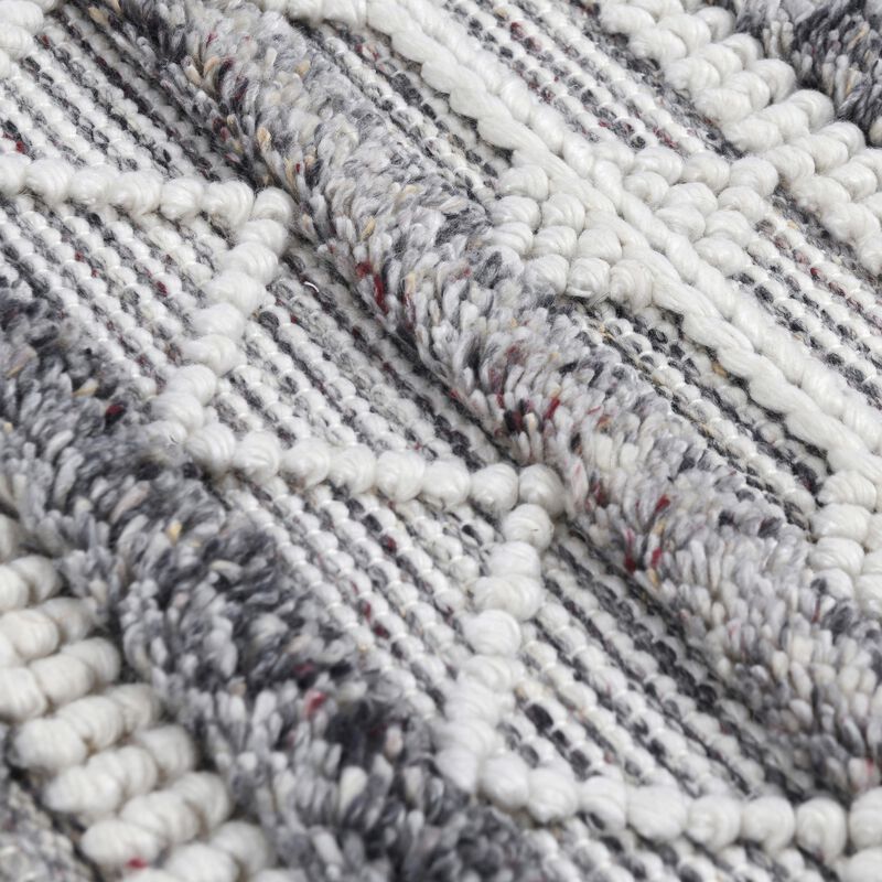 Ako 2 x 3 Indoor Outdoor Small Area Rug, Ivory Abstract Design, Gray Tones - Benzara