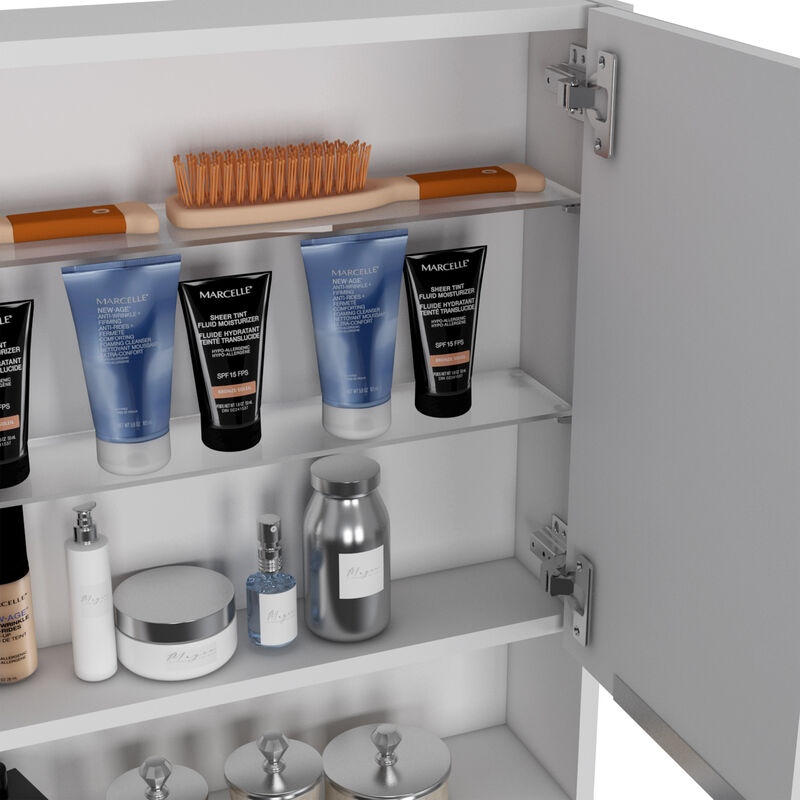 DEPOT E-SHOP Tatacoa Mirror Medicine Cabinet, One Open Shelf, Three Interior Shelves, Black