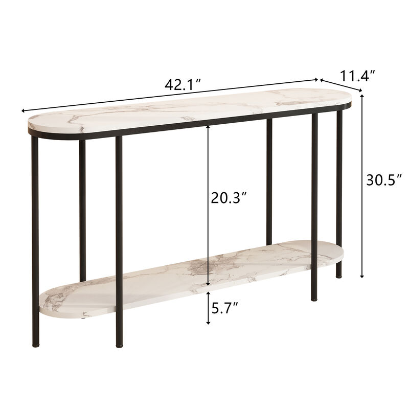 2-Tier Console Table Narrow Entryway Table with Storage Shelves for Hallway or Living Room