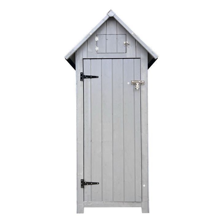 Mondawe 30x20x66in Wooden Tool Shed, Removable Design & Dual Storage, Natural Outdoor Patio Storage