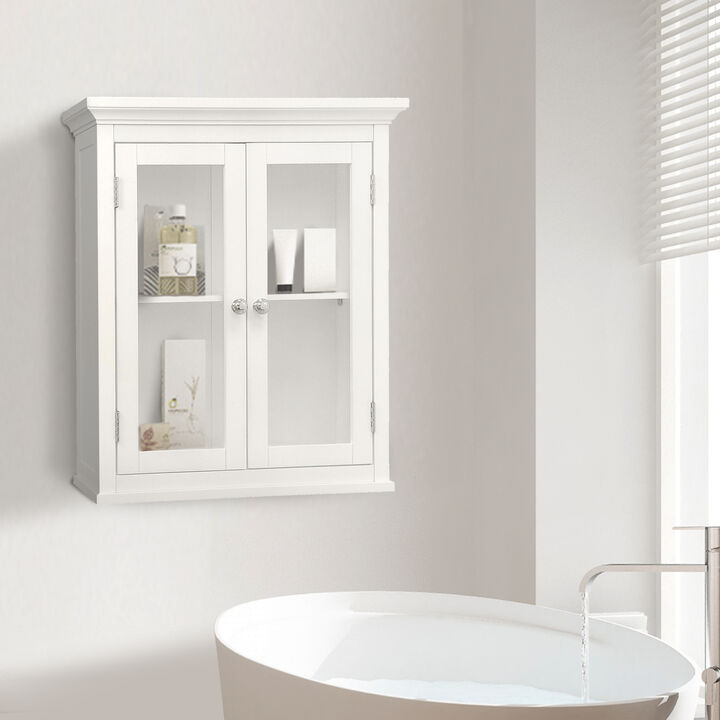 Teamson Home Madison Removable Wooden Wall Cabinet with 2 Doors- White