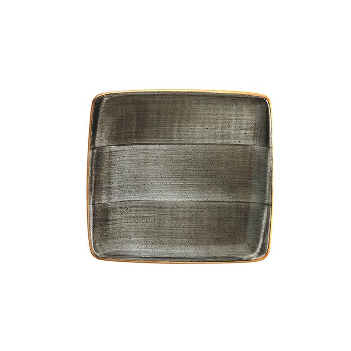 Space 6.25" x 5.75" Square Grey Porcelain Plate (Set of 4)