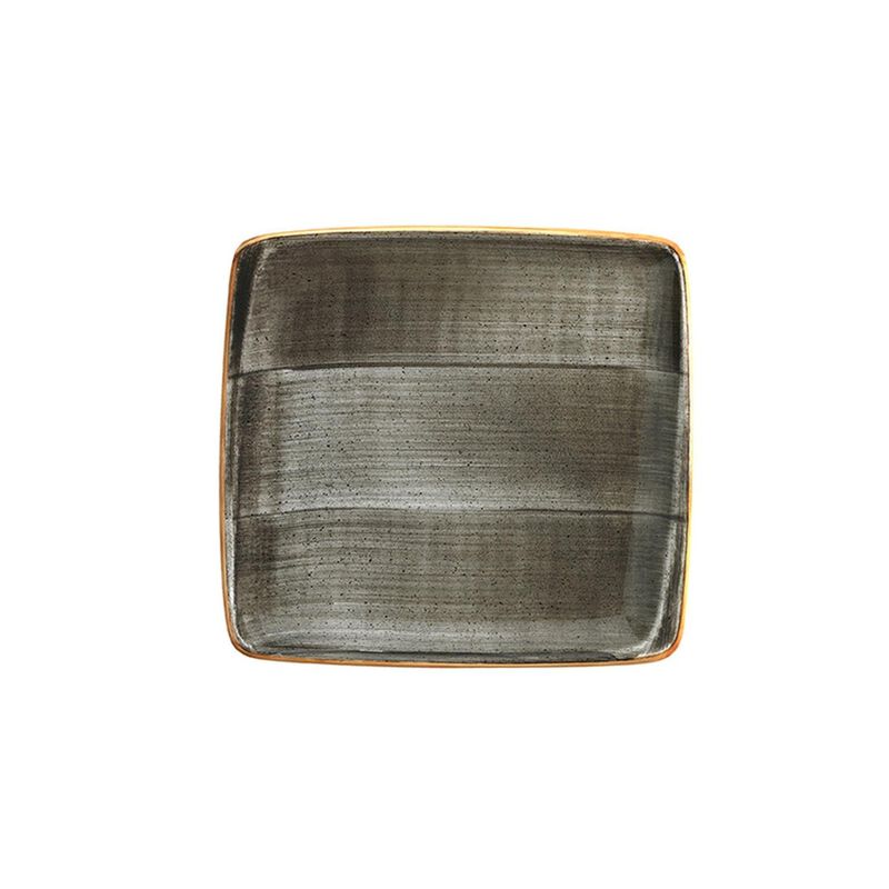 Space 6.25" x 5.75" Square Grey Porcelain Plate (Set of 4)