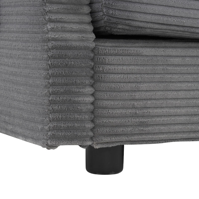 Merax Corduroy Sectional Sofa with Side Storage Pockets