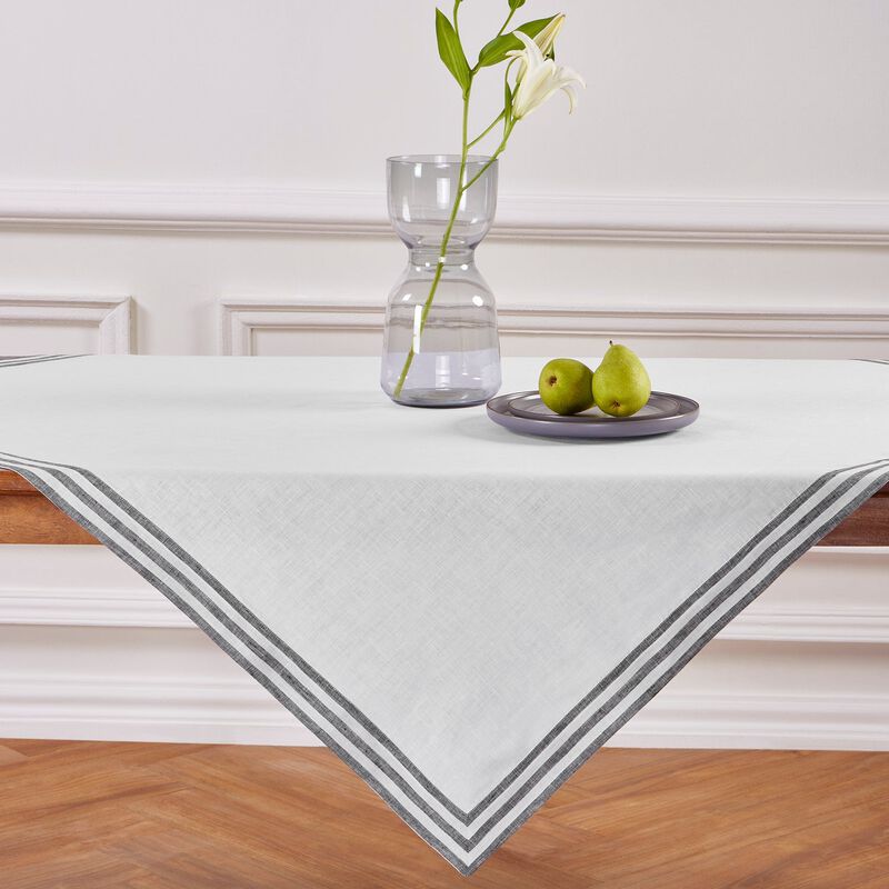 Solino Home 100% Pure Linen Table Throw 52 x 52 Inch | Mila for Thanksgiving, Christmas