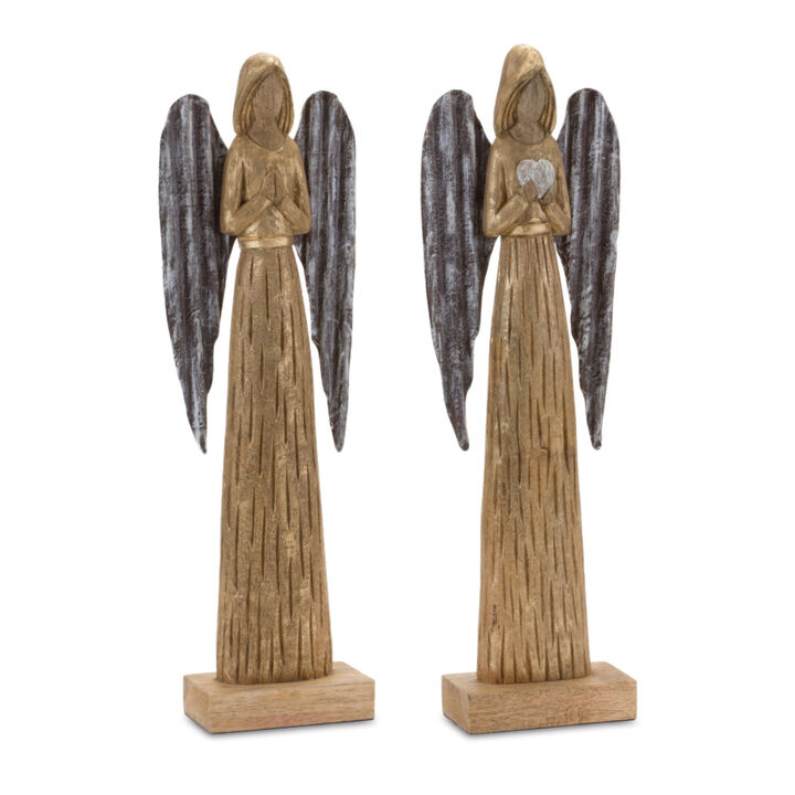Angel Figurine Decorative Statue for Home or Garden Decor (Set of 2)