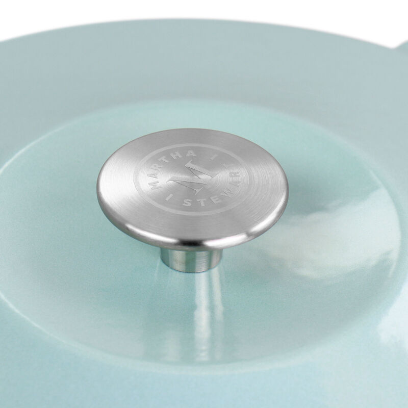 Martha Stewart Enameled Cast Iron 5 Quart Round Dutch Oven with Lid in Light Cyan
