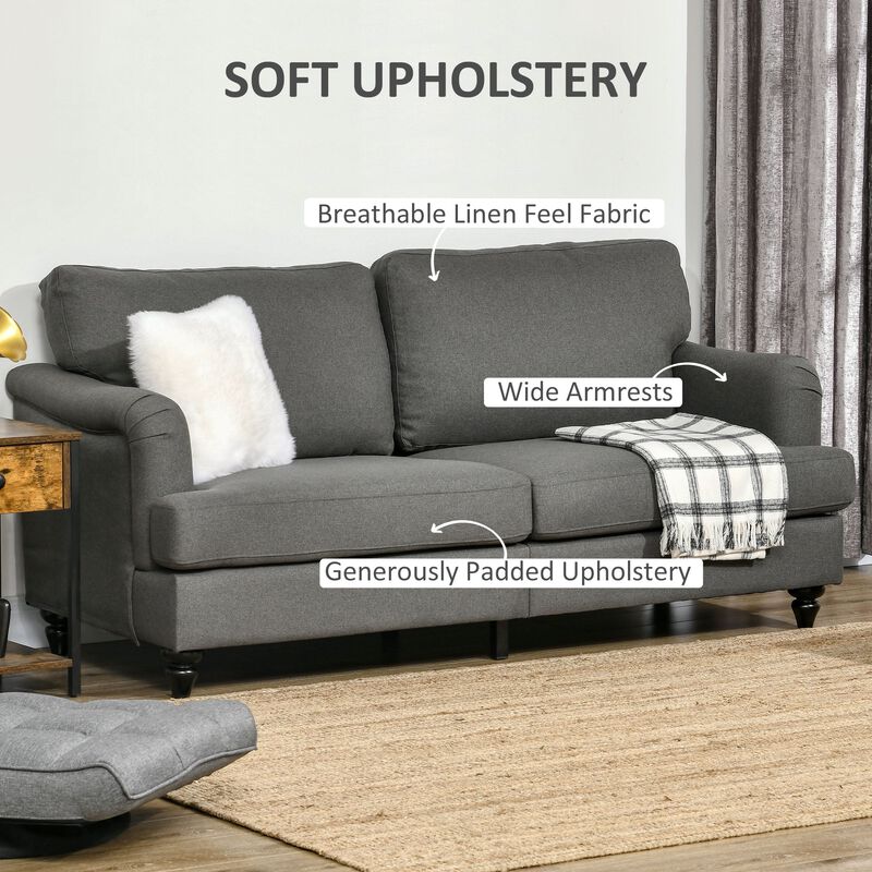 Slate Gray Seating: Versatile Loveseat with Wooden Legs