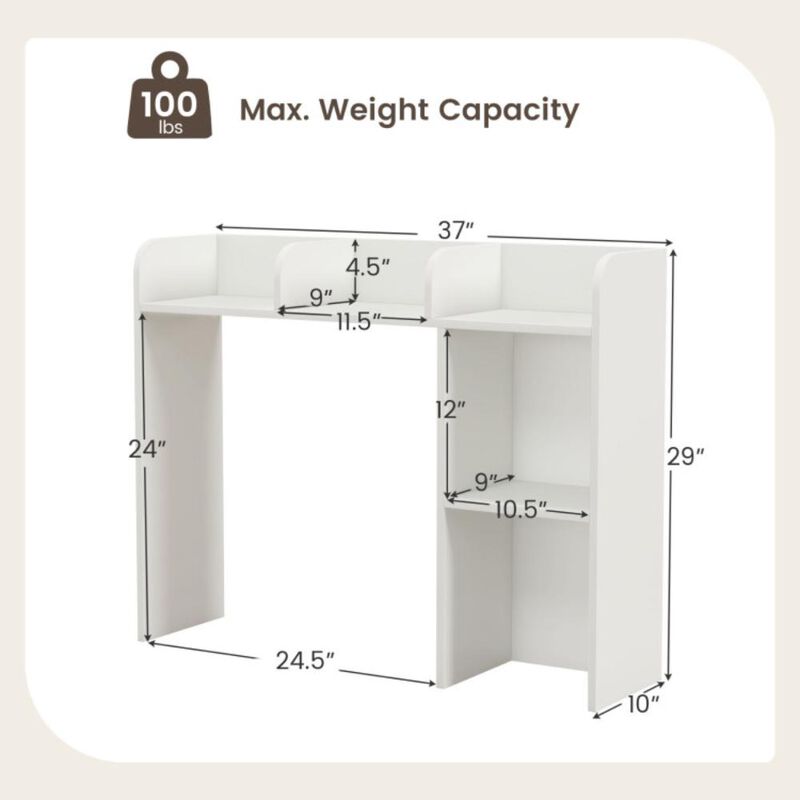 Hivvago 3-Tier Multipurpose Desk Bookshelf with 4 Shelves