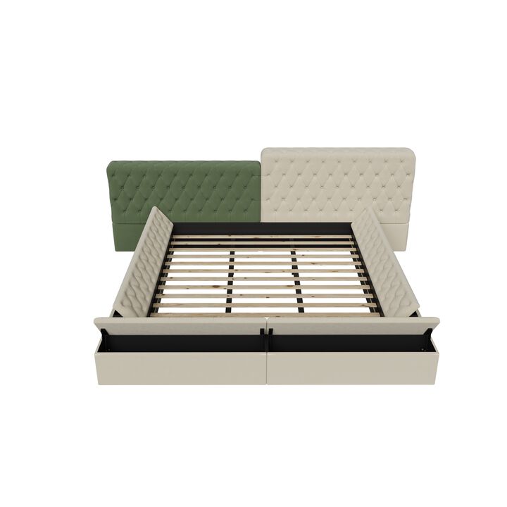 Merax Contemporary Fully Upholstered Platform Bed with Storage