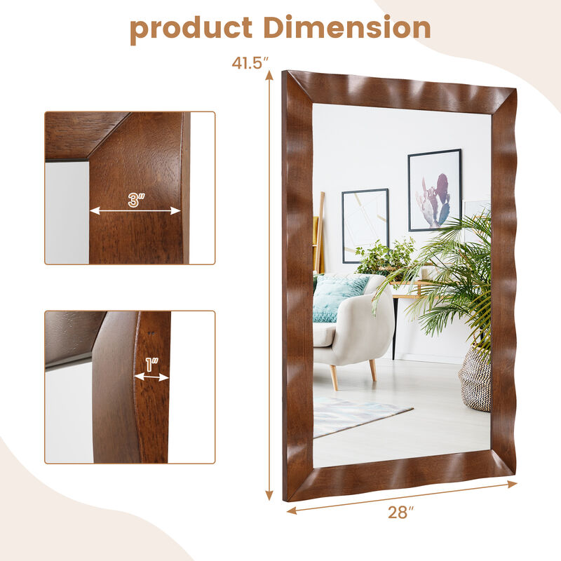 41.5 x 28 inches Farmhouse Wall Mirror with Solid Wood Frame