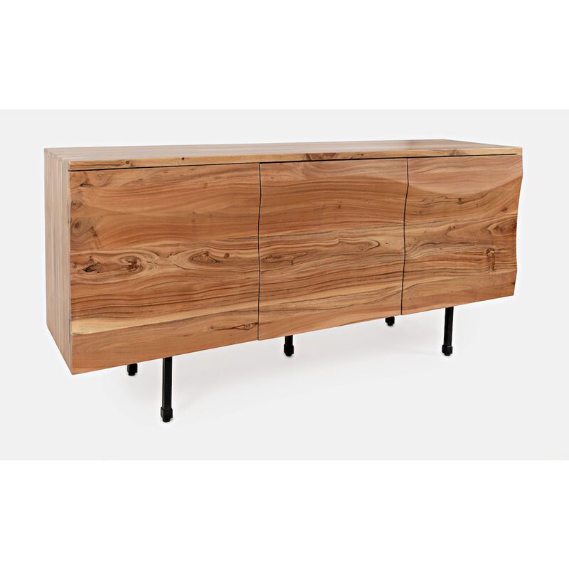 Jofran The Wave Three Door Solid Acacia Hardwood Accent Cabinet