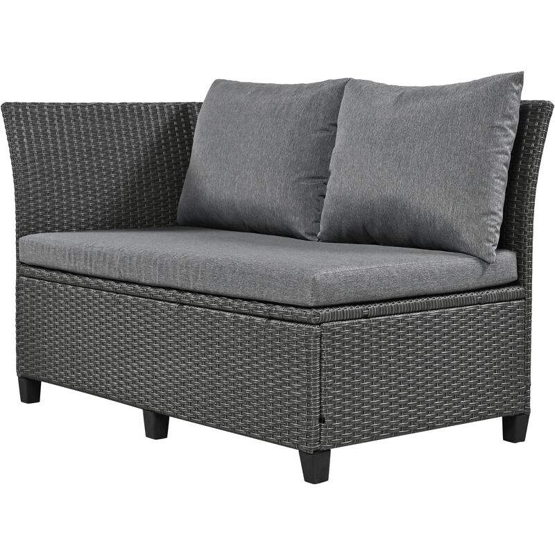 Merax Outdoor Patio Rattan Sectional Sofa Table Bench Set