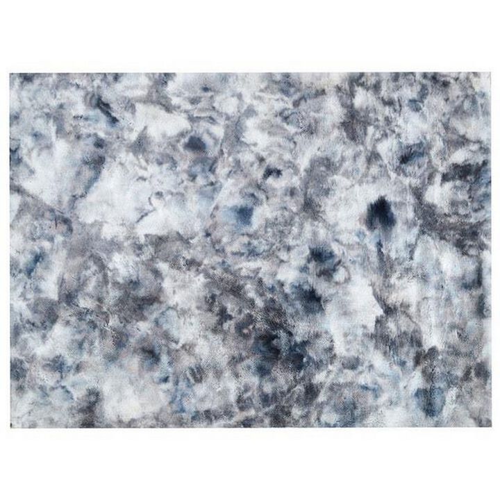 Ica 5 x 7 Area Rug, Non Slip Canvas Backing, Tie Dye Polyester, Gray - Benzara