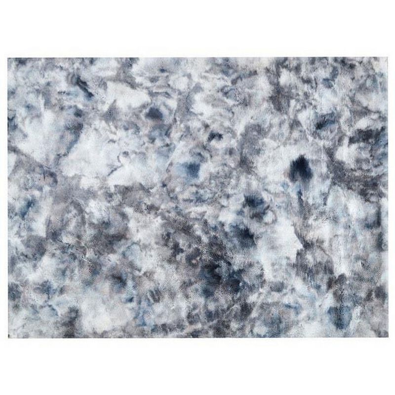 Ica 5 x 7 Area Rug, Non Slip Canvas Backing, Tie Dye Polyester, Gray - Benzara