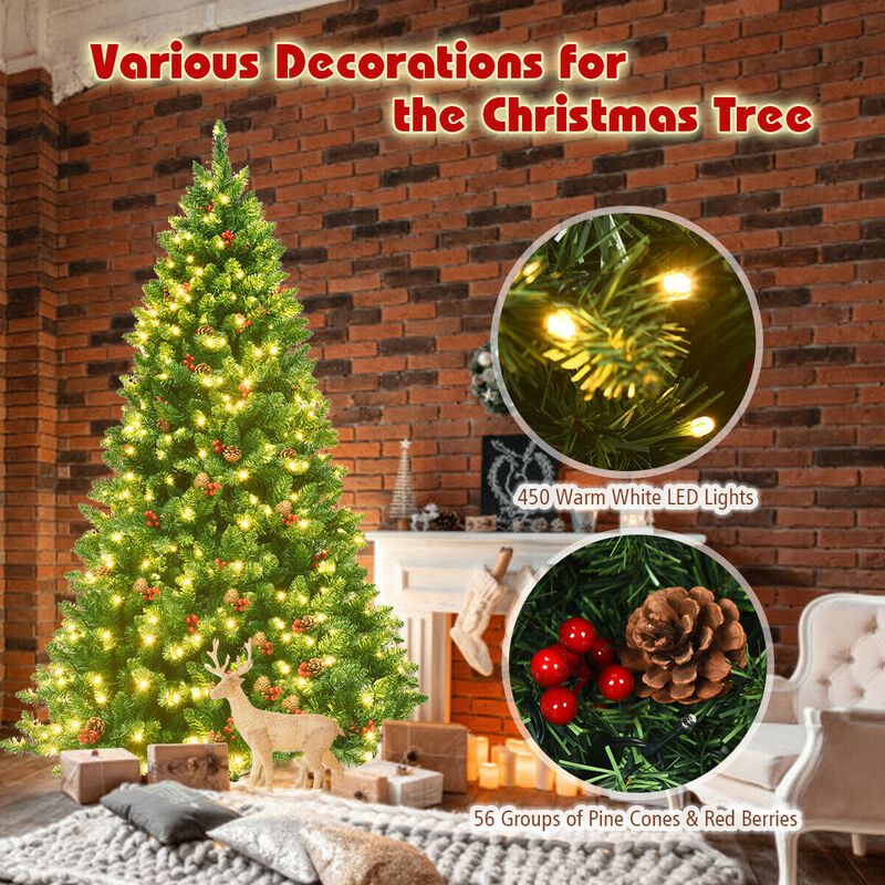 Pre-lit Hinged Christmas Tree with LED Lights for Bright and Convenient Holiday Decor
