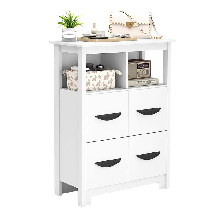 Floor Cabinet with 2 Open Compartments and 2 Drawers