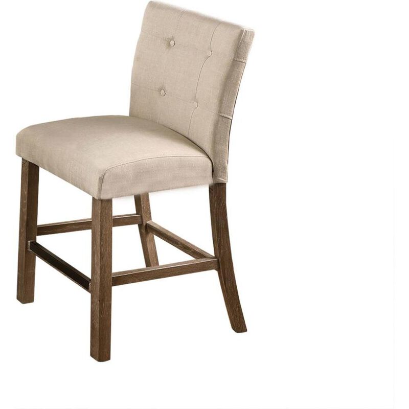 Best Master Hadley Solid Wood Counter Height Chair - Light Gray/Beige (Set of 2)