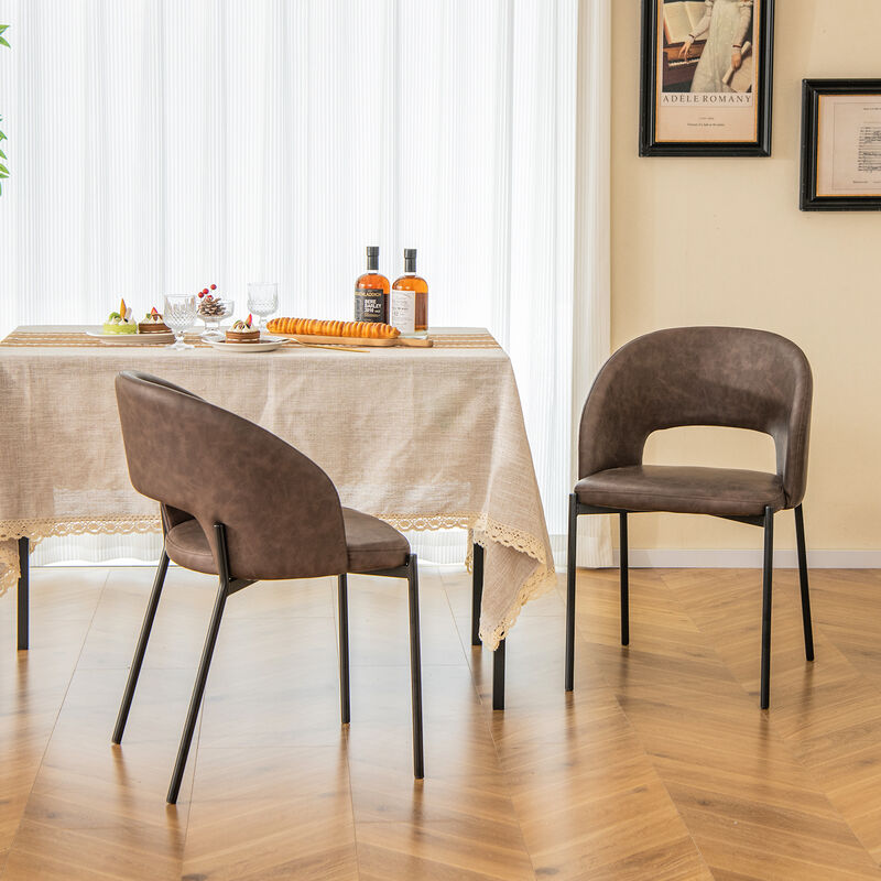 Dining Chair Set of 2 with High-density Sponge Cushion and PU Leather