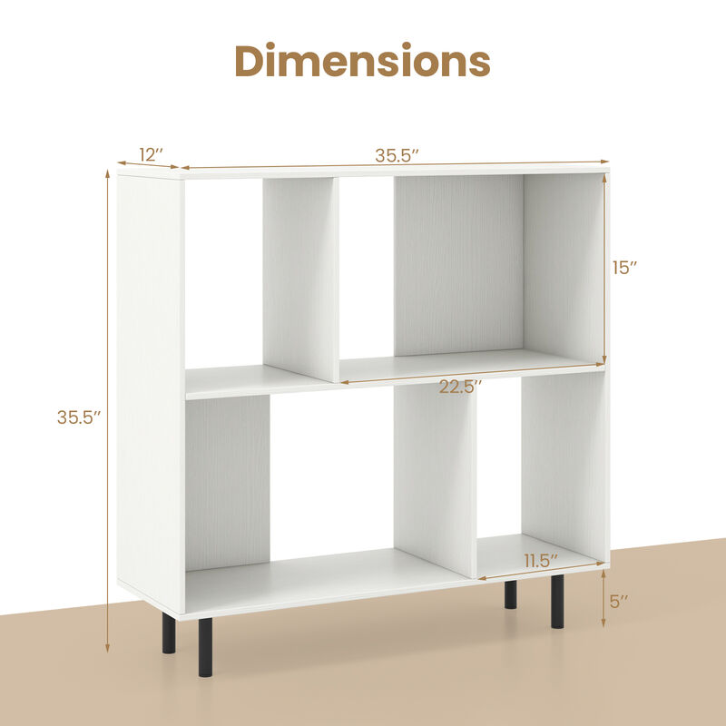 Open Shelf Bookcase with 4 Compartments