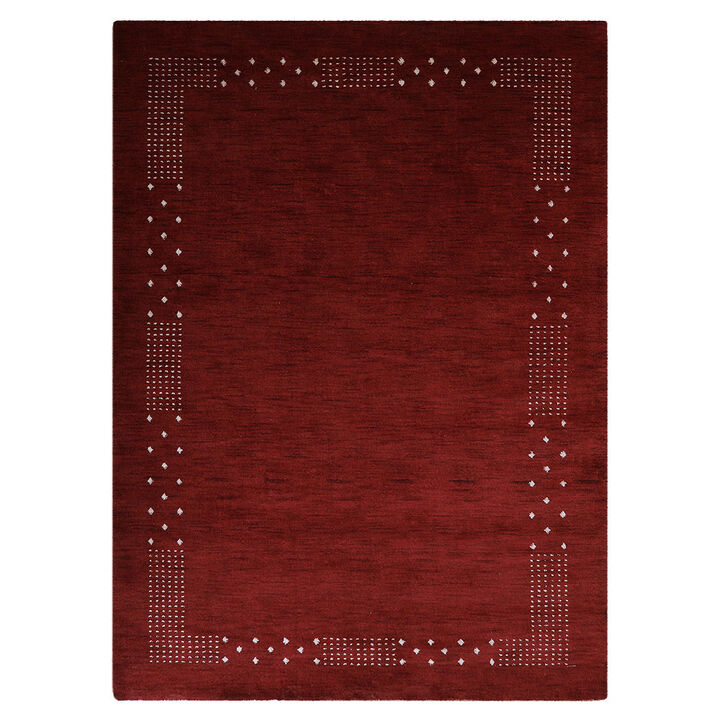 RUGSOTIC CARPETS HAND KNOTTED LOOM WOOL ECO-FRIENDLY AREA RUGS  - 5'x8', Rectangle, Red Color, Contemporary Modern Design, High Pile Thick Handmade Anti Skid Rugs for Living Room (L00530)