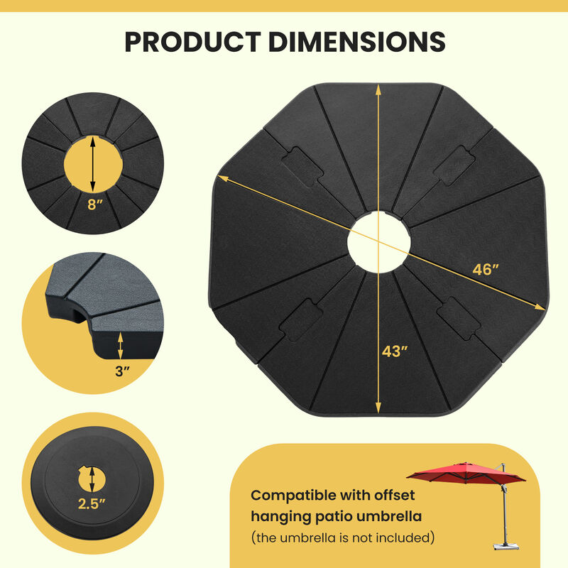 4-Piece Fillable Umbrella Base Stand for Garden, Yard, and Poolside Stability