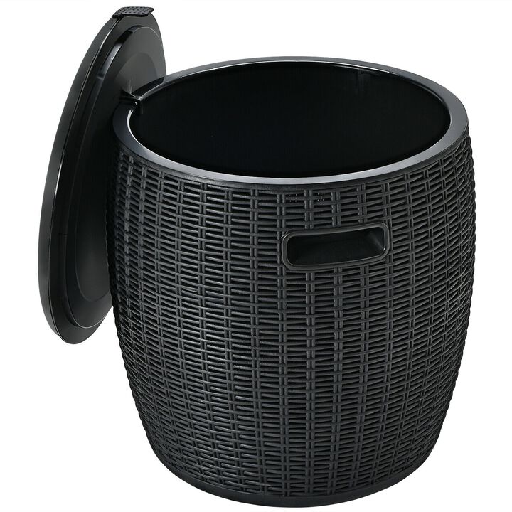 9.5 Gallon 4-in-1 Patio Rattan Cool Bar Cocktail Table Side Table