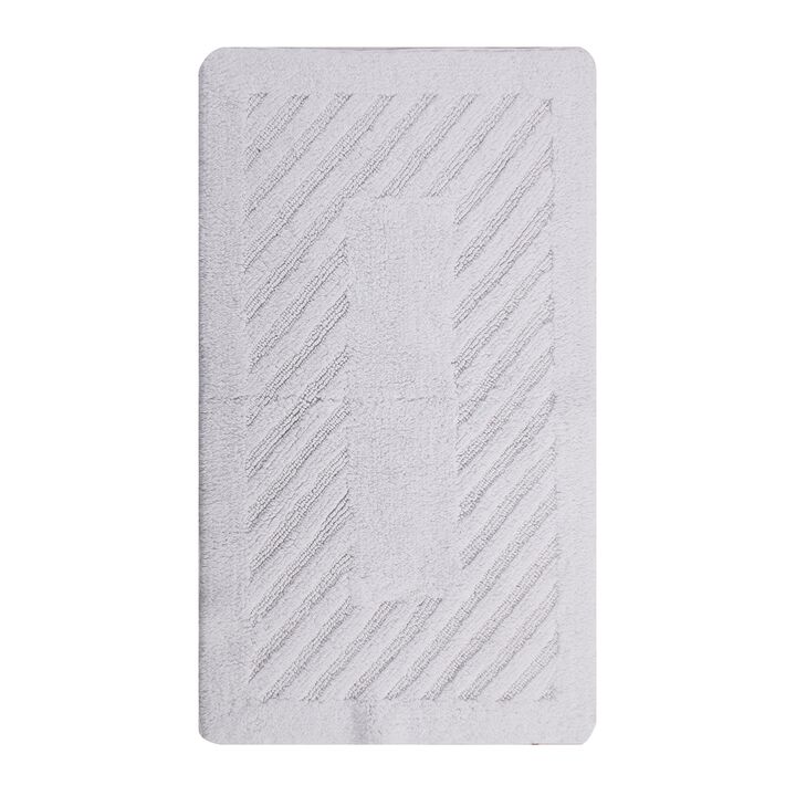 Knightsbridge Diagonal Racetrack 100% Cotton Reversible Bath Rug 20 X 30 White