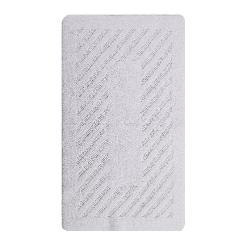 Knightsbridge Diagonal Racetrack 100% Cotton Reversible Bath Rug 20 X 30 White