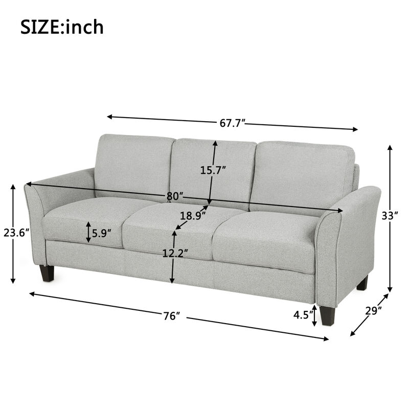 3-Seat Sofa Living Room Linen Fabric