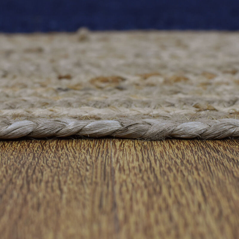 HAND WOVEN JUTE ECO-FRIENDLY Contemporary AREA RUGS  - 4'x6', Rectangle Shape, Blue Beige Color, Contemporary, High Pile, Natural Fiber, Outdoor Indoor Handmade Area Rugs for Living Room (J00026)