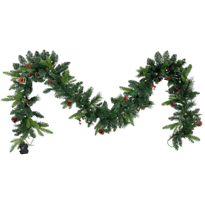 Sunnydaze Holiday Glimmer 9' Pre-Lit PVC Garland - Traditional