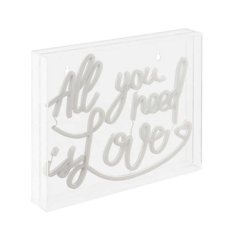 All You Need Is Love 13.7" X 10.9" Contemporary Glam Acrylic Box USB Operated LED Neon Light