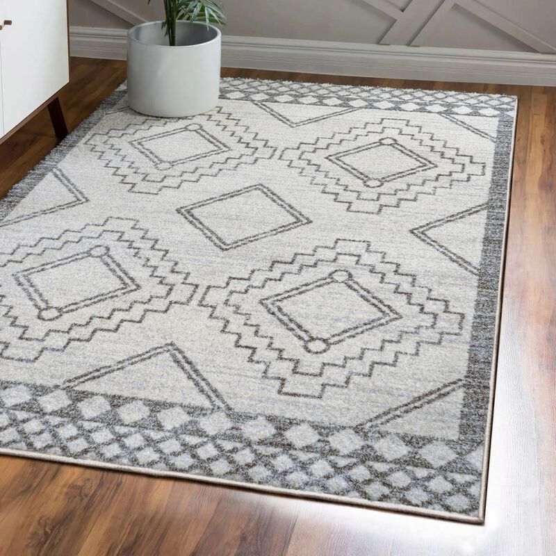 Amir Moroccan Beni Souk Cream/Black. Area Rug